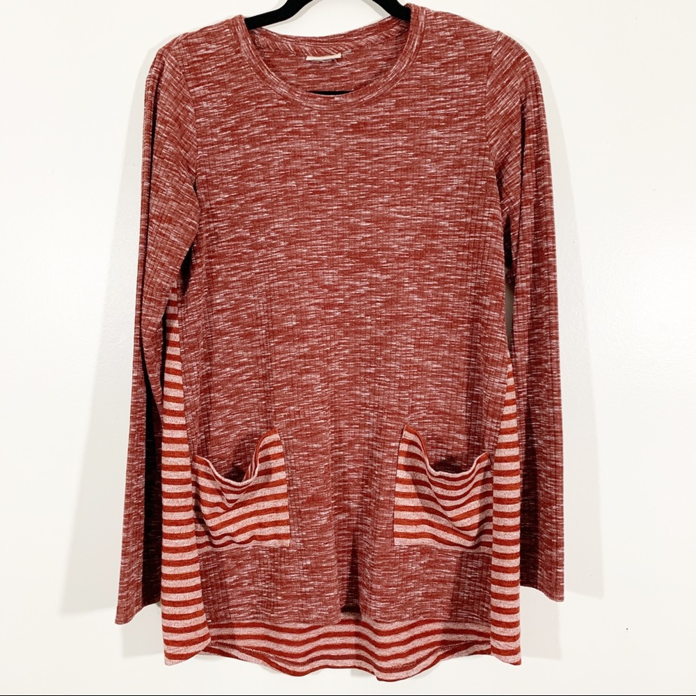 LOGO S Orange Marl Stripe Long Sleeve Pocket Tunic